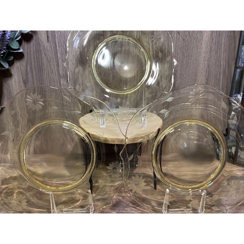 Set of 3 Lancaster Yellow Luncheon Salad Plate Jubilee 8.5" Vintage  Depression